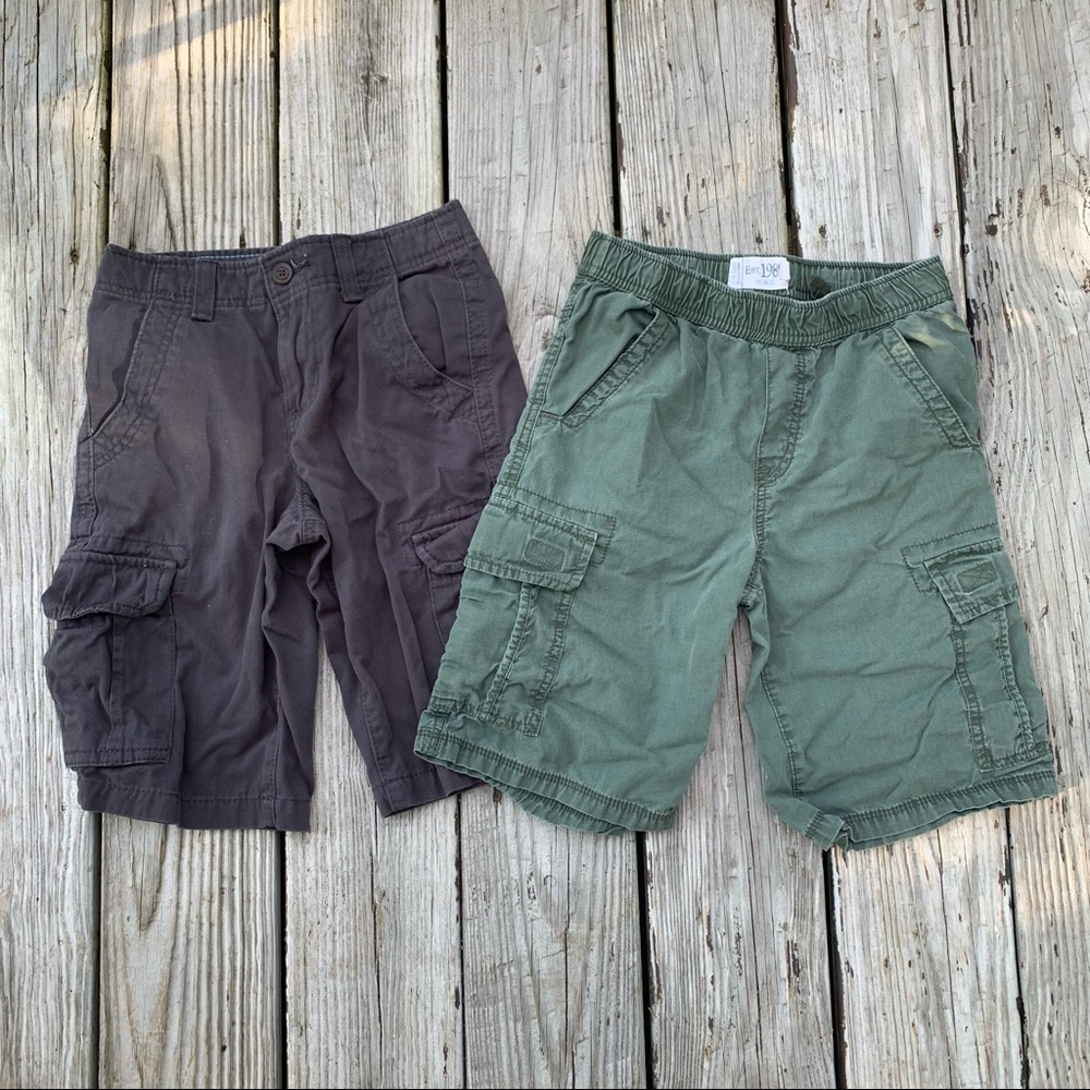Boy’s 8 & 10 Cotton Cargo Shorts CP Urban Pipeline Gray & Army Green Adjustable